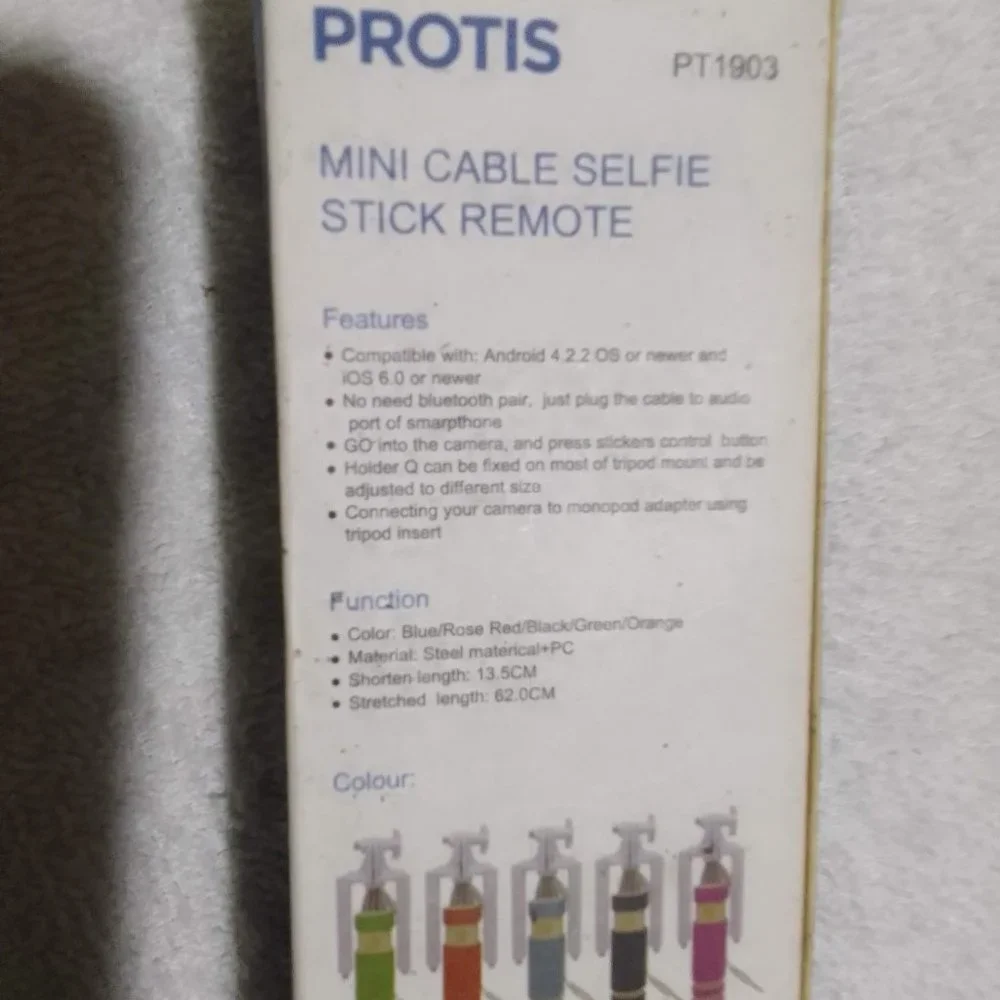 Protis wireless mini cable selfie sticks for remote photo-taking, brand new